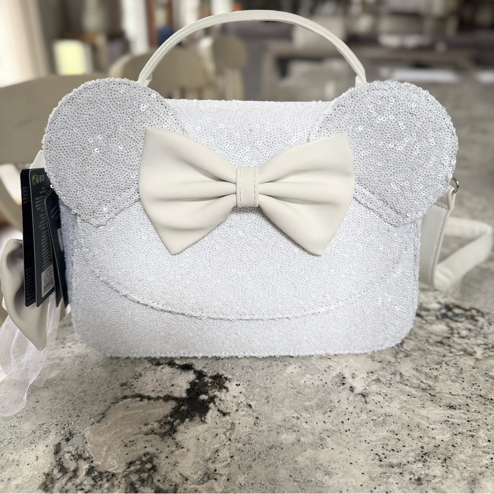 White Mini Bag with Playful Ears and Glittery Finish